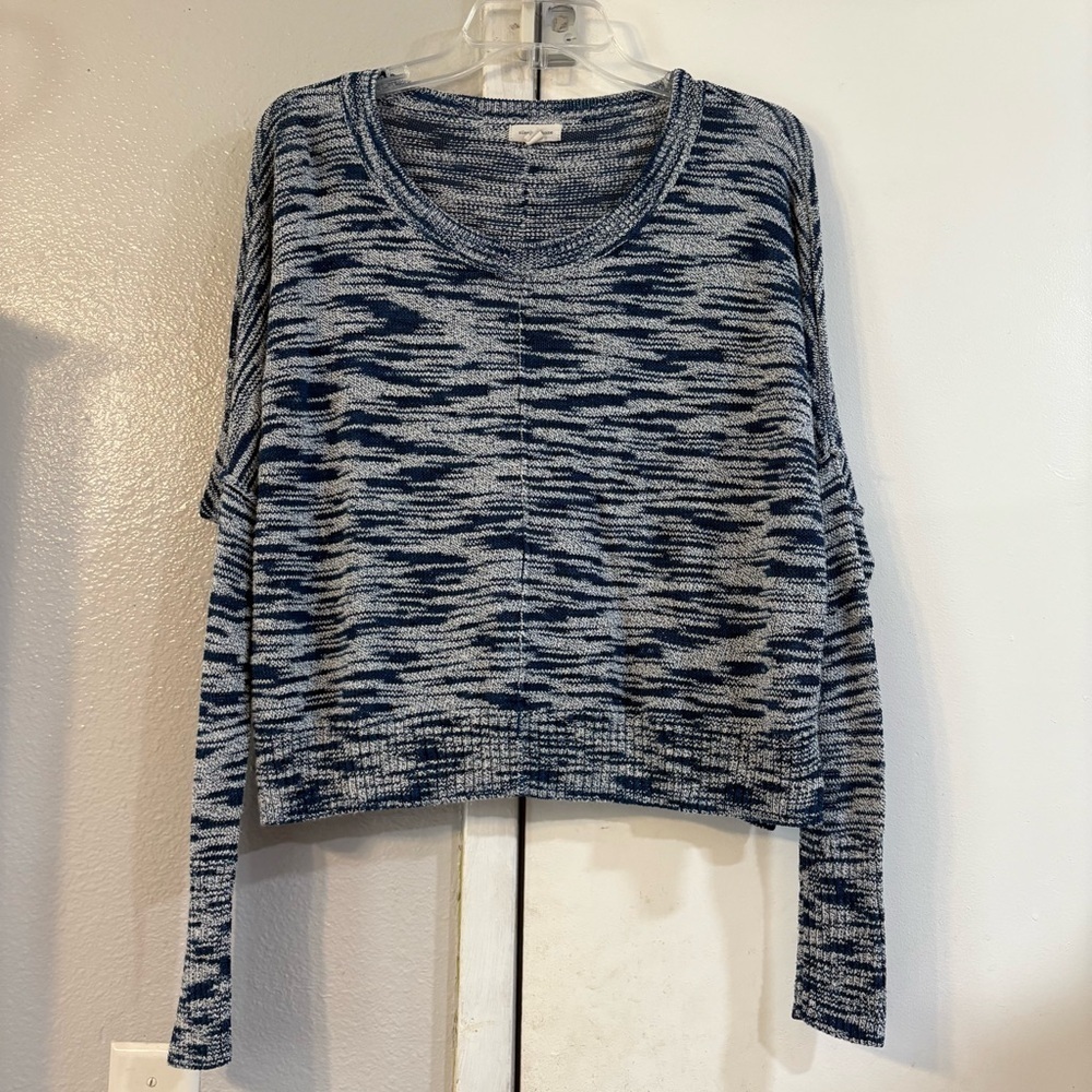 Silence+Noise Knit Sweater Oversized Blue Heather Comfy Medium Boxy